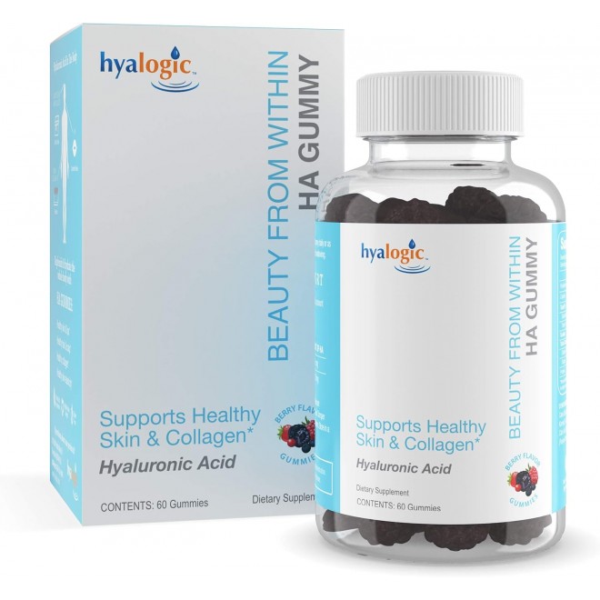 Hyalogic Beauty from Within Hyaluronic Acid Gummies – Ideal for Skin Care and Hair Growth - Delicious Berry-Flavored Gummy Vitamins – Vegan & Gluten Free (60 Gummies)