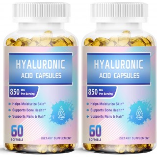 Hyaluronic Acid Supplements, 850mg High Bioavailable Dietary Hyaluronic Acid Capsules, Double Strength Skin Hydration, Joint Lubrication, Eye Health, Hair & Nails Growth Support