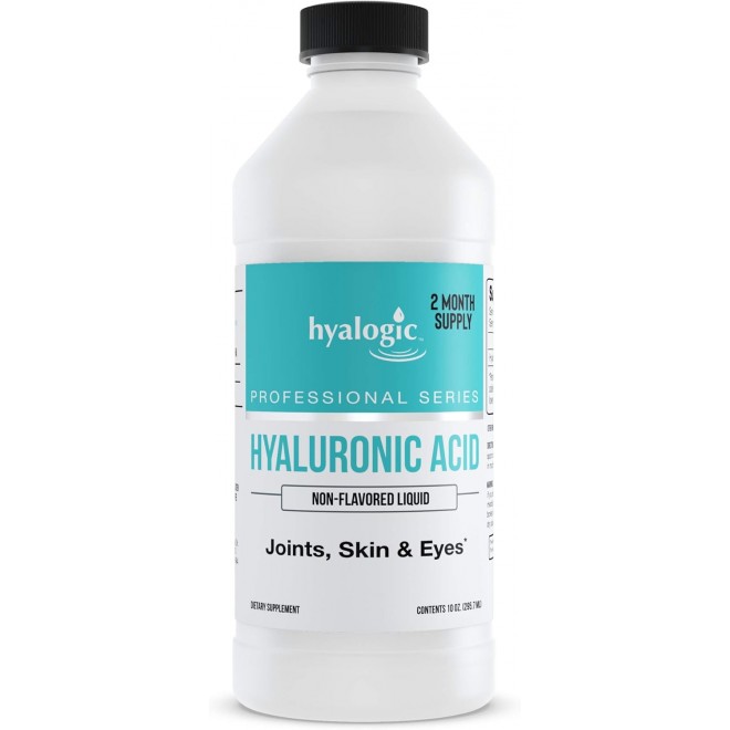 Hyalogic Professionals Series - Hyaluronic Acid Supplement for Whole Body Hydration - 100 mg Ingestible HA Liquid Supplement; Odorless, Tasteless & Preservative Free for Skin & Eyes - 10 oz