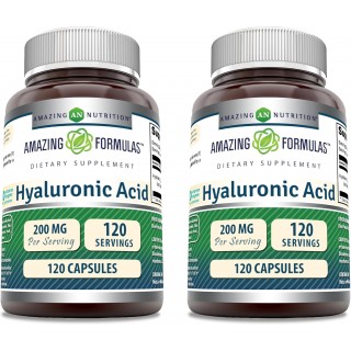 Amazing Formulas Hyaluronic Acid Supplement | 200 Mg Per Serving | 120 Capsules | Non-GMO | Gluten Free | Made in USA | Pack of 2