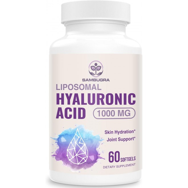 Liposomal Hyaluronic Acid Supplements, High Bioavailability Hyaluronic Acid Capsules, 1000mg Hyaluronic Acid, Dietary Supplement Support Skin Hydration and Joint Lubrication, 60 Capsules