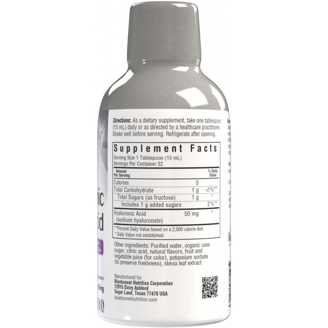 Bluebonnet Nutrition Beautiful Ally Liquid Hyaluronic Acid, Nurture Radiant Skin*, Non-GMO, Vegan, Kosher Certified, Gluten-Free, Soy-Free, Dairy-Free, Mixed Berry Flavor, 16 fl oz, 32 Servings