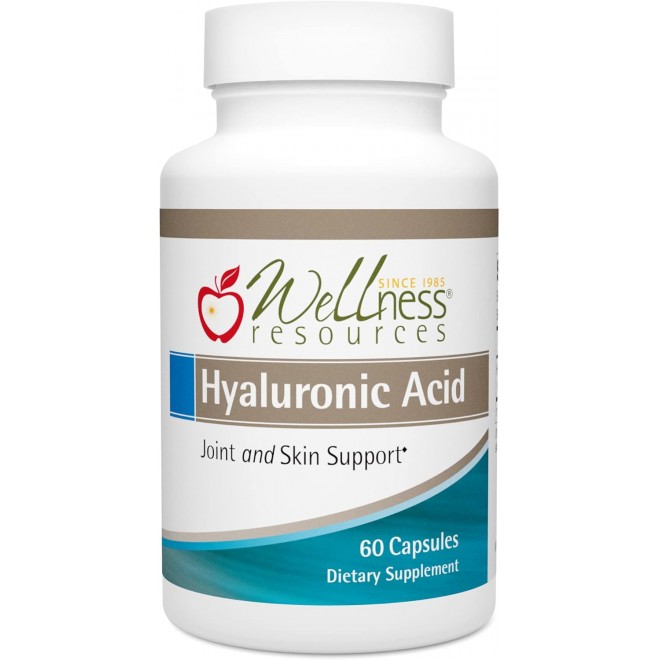 Wellness Resources Hyaluronic Acid from Rooster Comb, 100% Natural Low Molecular Weight (60 Capsules)