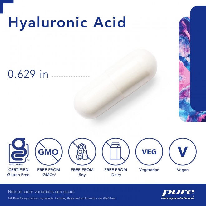 Pure Encapsulations Hyaluronic Acid - for Skin Hydration, Joint Lubrication & Joint Health* - Effective Absorption - Gluten Free - Vegan & Non-GMO - 60 Capsules