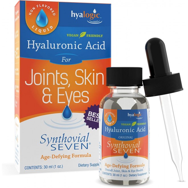 Hyalogic Synthovial Seven Hyaluronic Acid Liquid - HA Joint Support - Vegan - 1 oz