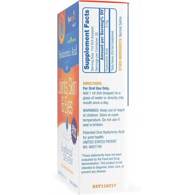 Hyalogic Synthovial Seven - Oral Hyaluronic Acid Supplement 1oz - Liquid HA Supports Skin, Joint, Eye, and Lip Hydration - Vegan, Gluten Free 1 Ounce