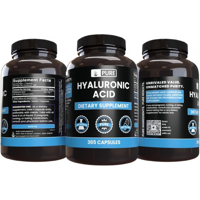 Pure Original Ingredients Hyaluronic Acid (365 Capsules) No Magnesium Or Rice Fillers, Always Pure, Lab Verified