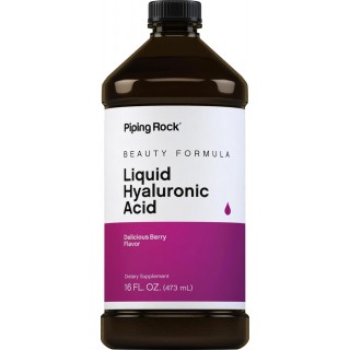 Piping Rock Liquid Hyaluronic Acid Supplement | 100mg | 16 fl oz | Berry Flavor | Vegetarian Formula | Non-GMO, Gluten Free