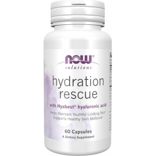 NOW Foods Solutions, Hydration Rescue with Hyabest hyaluronic acid, Helps Maintain Youthful Looking Skin*, Supports Healthy Skin Moisture*, 60 Veg Capsules