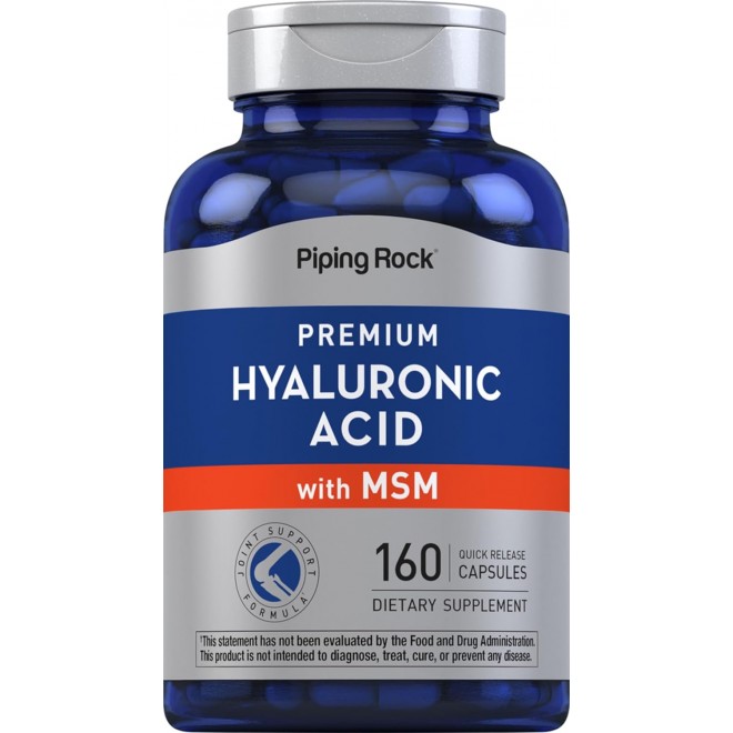 Piping Rock Hyaluronic Acid with MSM | 1000mg | 160 Capsules | Non-GMO and Gluten Free Supplement