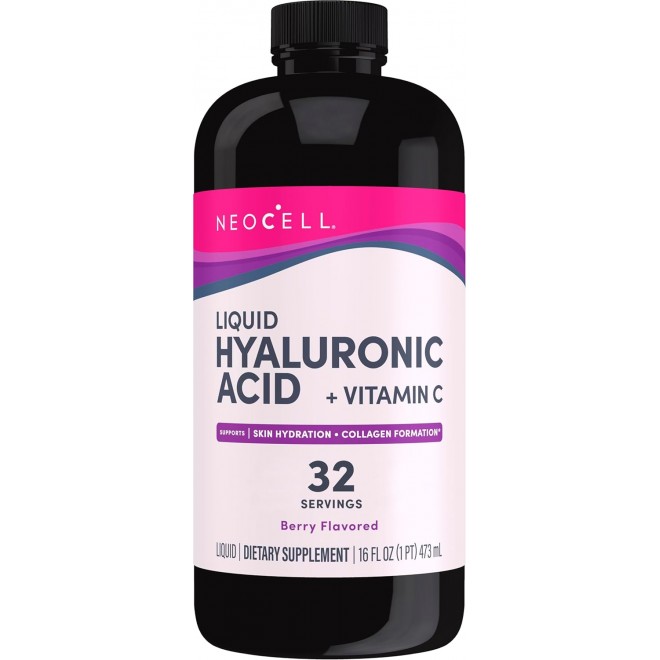 NeoCell Hyaluronic Acid Liquid with Vitamin C, Berry, 16 Fl Oz (Pack of 1) - Packaging May Vary