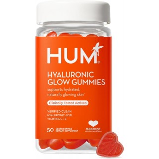 HUM Hyaluronic Glow- Hydrating Skin Supplements Gummies for Supporting Collagen Production - Antioxidant-Rich Vitamin C & E for Radiant Glowing Skin - (50-Count)