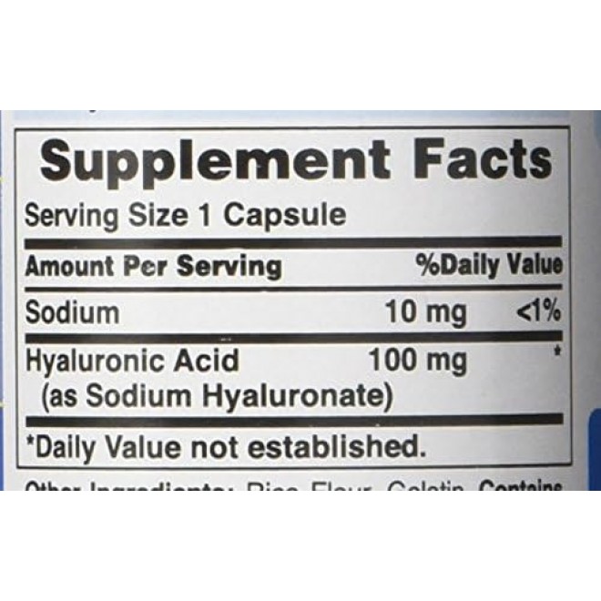 Puritan's Pride Hyaluronic Acid 100 mg Capsules, 60 Count (Pack of 4)