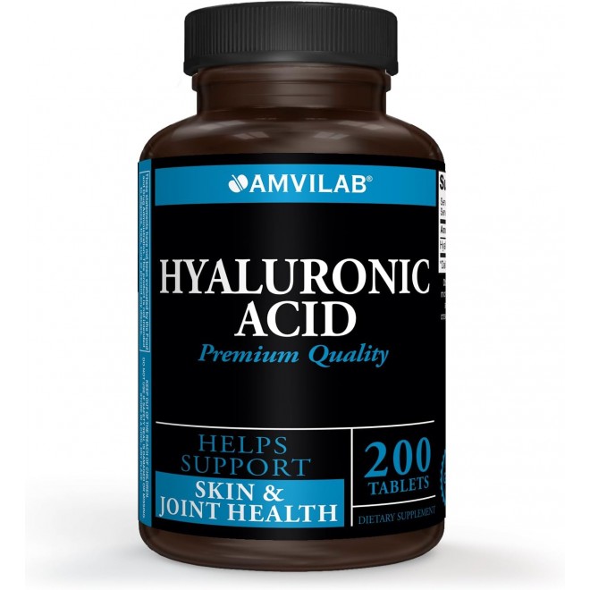 Hyaluronic Acid Supplement | 100 mg | Gluten Free, Non-GMO | 200 Tablets