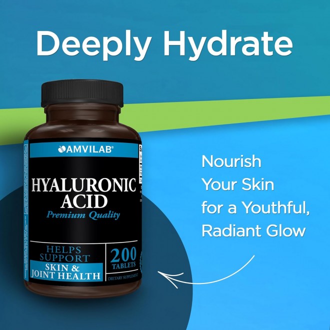 Hyaluronic Acid Supplement | 100 mg | Gluten Free, Non-GMO | 200 Tablets