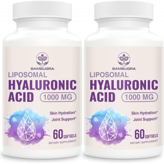 Liposomal Hyaluronic Acid Capsules - Hyaluronic Acid Supplements with 1000mg Hyaluronic Acid, Dietary Supplement Support Skin Hydration and Joint Lubrication, 120 Capsules(Pack of 2)