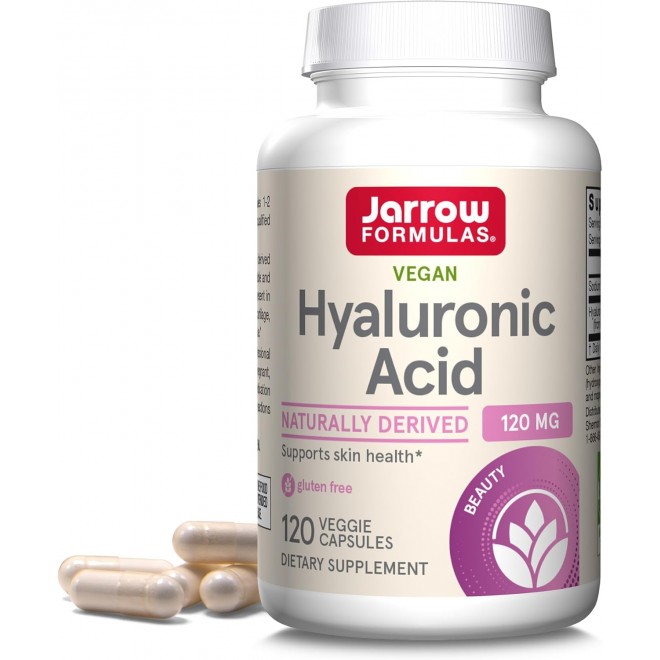 Jarrow Formulas Hyaluronic Acid 120 mg, Dietary Supplement, Skin Health Support, 120 Veggie Capsules, Up to 60 Day Supply