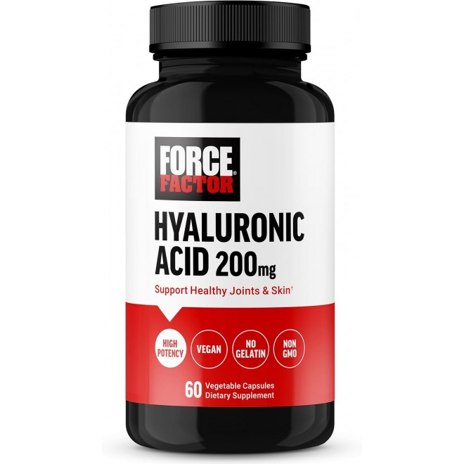 FORCE FACTOR Hyaluronic Acid Supplements, Hyaluronic Acid Capsules for Joint Health and Skin Hydration, Joint Health Supplement for Women and Men, High Potency, Vegan, 60 Capsules