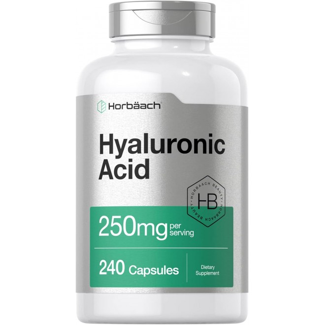 Horbäach Hyaluronic Acid Capsules | 250 mg | 240 Count | Non-GMO and Gluten Free Supplement