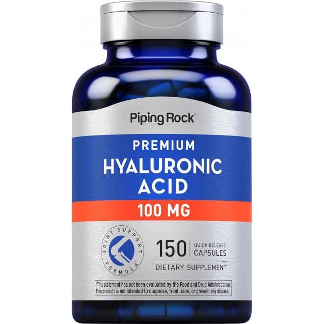 Piping Rock Hyaluronic Acid Capsules | 100mg | 150 Count | Premium Formula | Non-GMO, Gluten Free Supplement