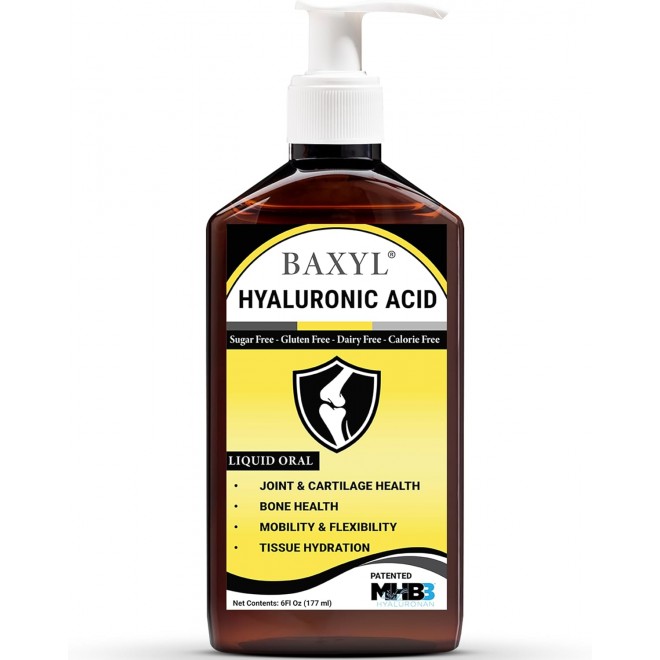 BAXYL - Liquid Hyaluronic Acid for Joint Relief Supplement (Vegan, Gluten-Free, Non-GMO, Patented Oral MHB3) | 6 Oz, 36 Day Supply