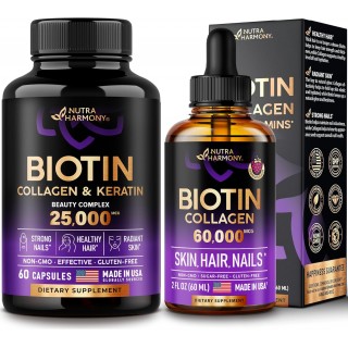 NUTRAHARMONY Liquid Biotin, Collagen Drops & Biotin, Collagen Capsules