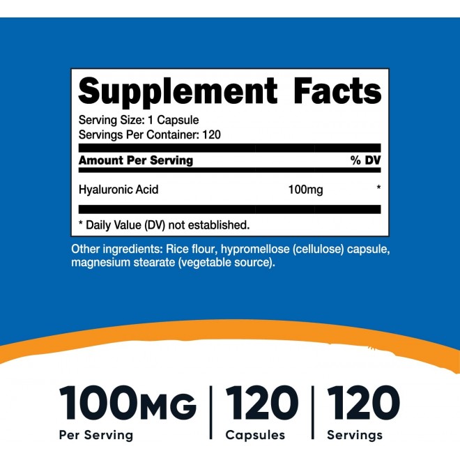 Nutricost Hyaluronic Acid Capsules 100mg,120 Vegetarian Capsules - Gluten Free, Non-GMO