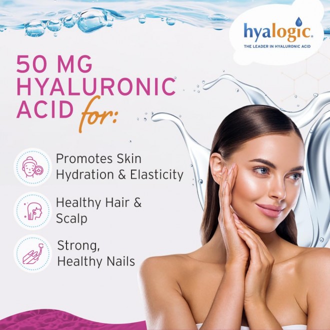 Hyalogic Liquid Hyaluronic Acid Supplement - Support for Healthy Hair, Skin and Nails with 5,000 mcg Biotin and 50mg MSM - Natural Hydration for the Whole Body - High Molecular Weight Formula - 12 oz