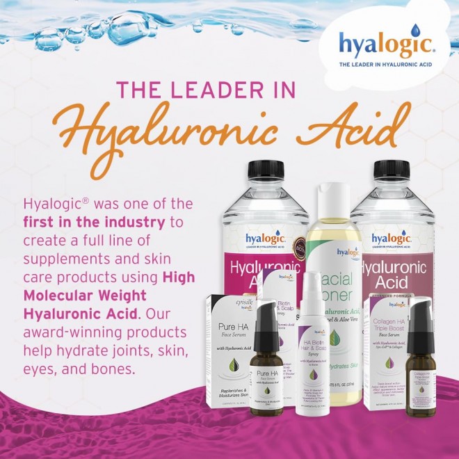 Hyalogic Liquid Hyaluronic Acid Supplement - Support for Healthy Hair, Skin and Nails with 5,000 mcg Biotin and 50mg MSM - Natural Hydration for the Whole Body - High Molecular Weight Formula - 12 oz